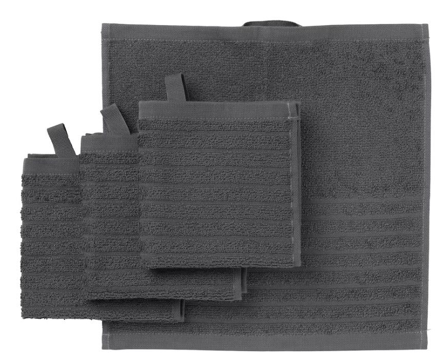 VÅGSJÖN Towels, Size: Wash Cloth, Color: Dark Grey