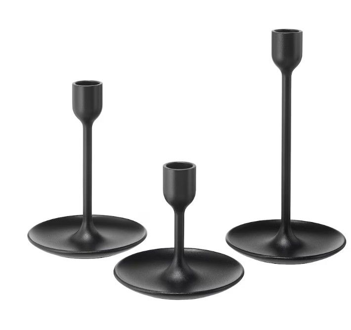 FULLTALIG Candlestick, set of 3, black