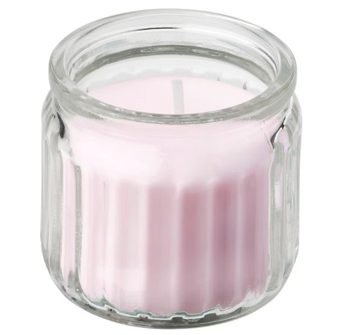 LUGNARE Scented candle in glass, Jasmine/pink, 12 hr
