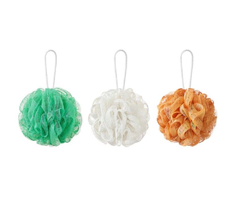 ÅBYÅN Body puff, set of 3, orange/green/white