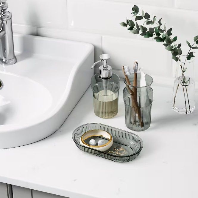 BROFJÄRDEN 3-piece bathroom set, gray