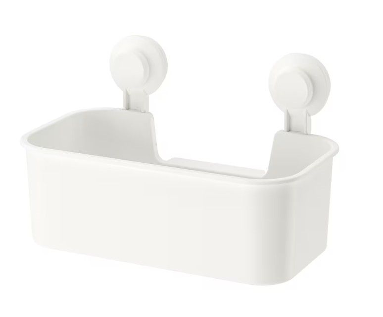 TISKEN Basket with suction cup, white
