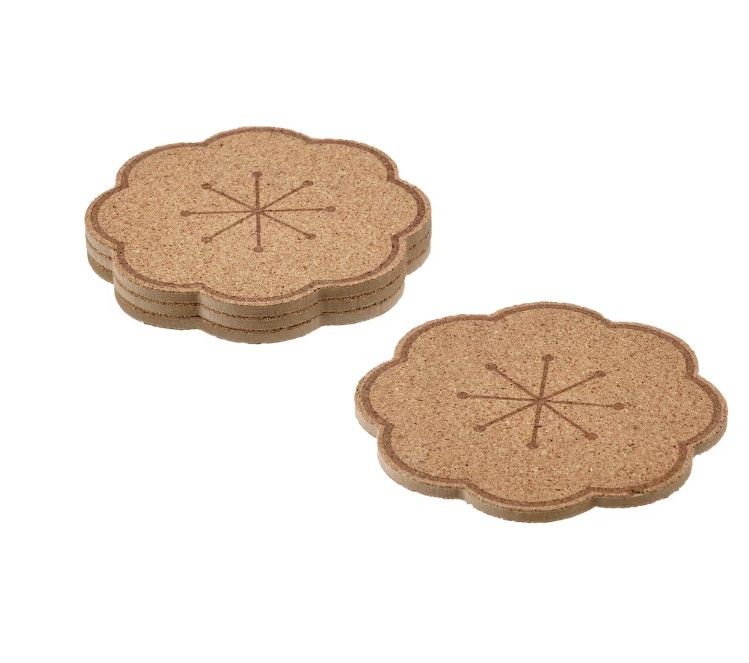 SVARTVIDE Coaster, cork/patterned, 10 cm (4 &quot;)