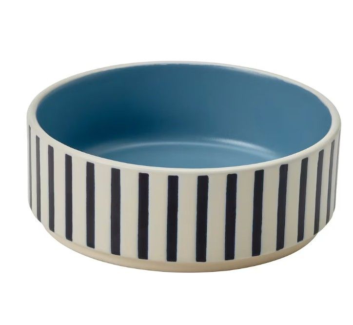 UTSÅDD Pet bowl, stripe pattern black-blue/gray-blue, 11 cm (4 ½ &quot;)