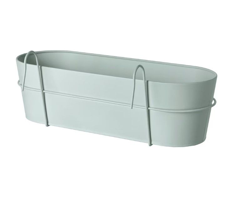 VITLÖK Flower box with holder, indoor/outdoor/turquoise, 56x20 cm (22x7 ¾ &quot;)
