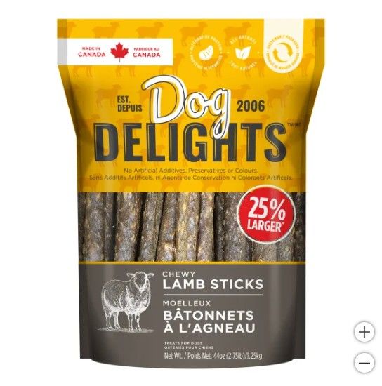 Dog Delights Chewy Lamb Sticks Dog Treats 1.25 kg (2.7 lb.)