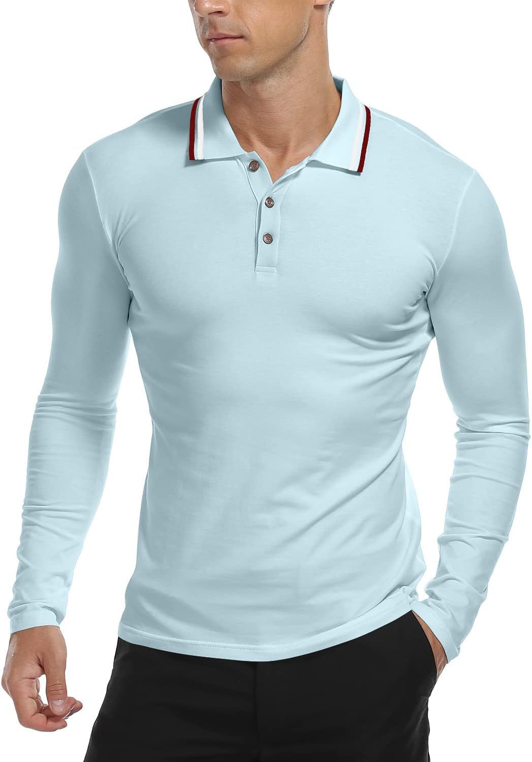 MLANM Men&#39;s Long Sleeve Polo XL