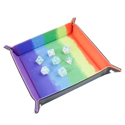 Velvet Folding Dice Tray: 10x10 Watercolor Rainbow