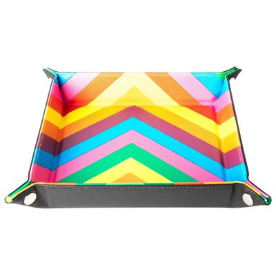 Velvet Folding Dice Tray: 10x10 Rainbow
