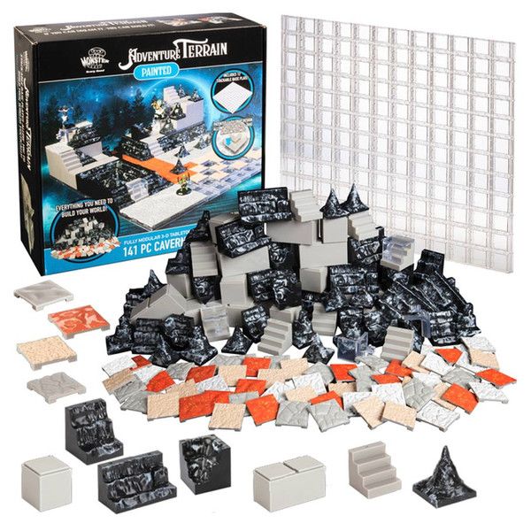 Monster Adventure Terrain: Painted: Cavern Expansion &amp; Baseplate (141pc)