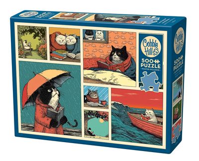 Cats Chillin With Books 500-Piece Cobble Hill Puzzle