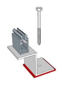 KD Solar penetrating slate/harvey tile roof mounting bracket with push-clip for long rail solutions.