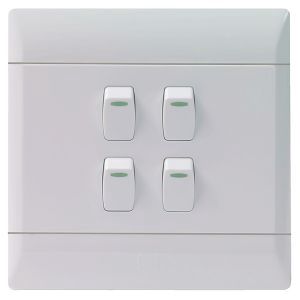 CBi Light Switch 4 Lever 1 Way 4x4 White