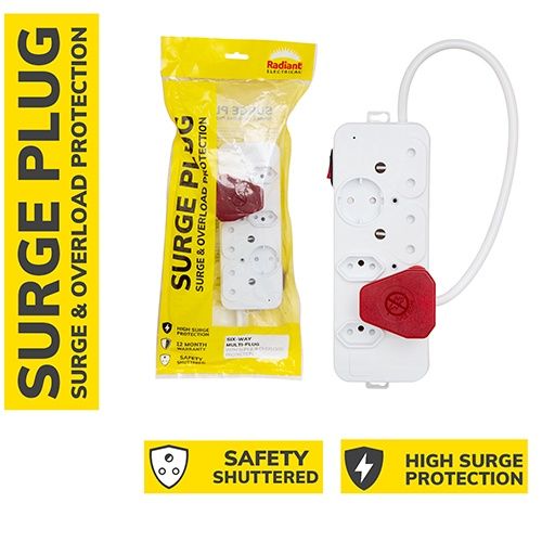 Surge Multi-Plug 6 Way with Surge Overload Protection