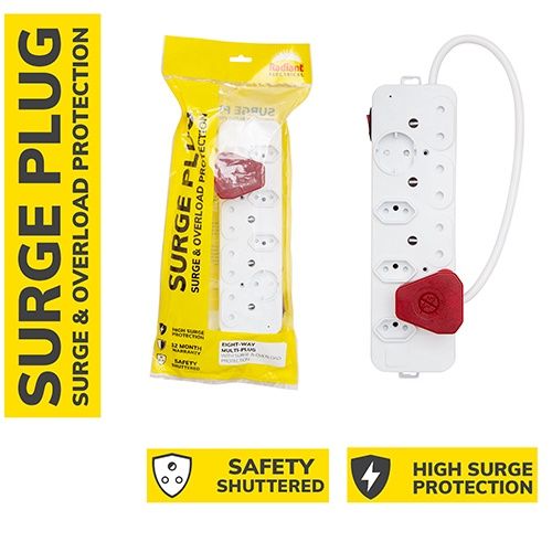 Surge Multi-Plug 8 Way with Surge &amp; Overload Protection