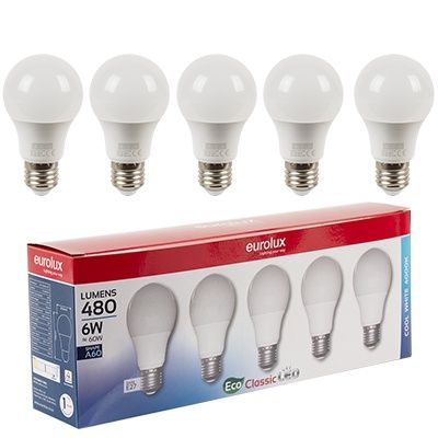 A60 Classic 6w LED E27 4000K 5 Pack N