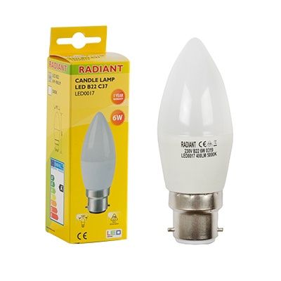 Candle Frosted 6w LED B22 5000K