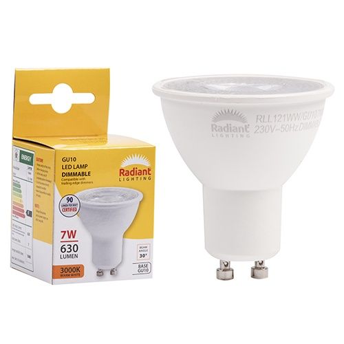 GU10 Clear Lens 7w LED 3000K Dimmable