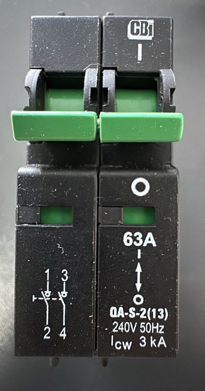 CBI Isolator 63A 2P 3kA