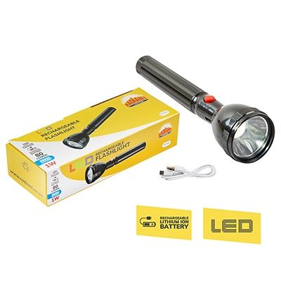 Rechargeable Flashlight Black LED 1w 6500K