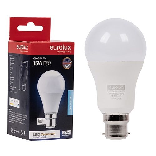 A60 Premium 15w LED B22 6500K