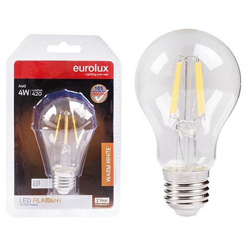 A60 Filament Clear 4w LED E27 3000K N