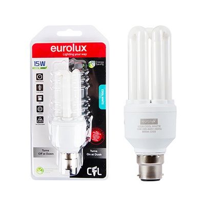 DISC CFL D/Night Sensor 3U B22 15w CW Blister