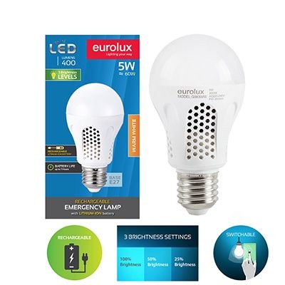 DISC Rechargeable Lamp 5w LED E27 3000K