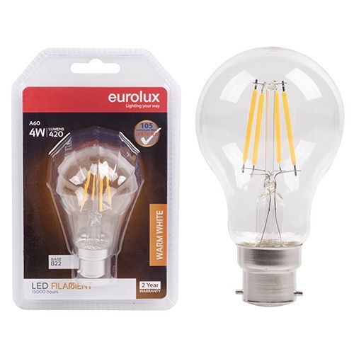 A60 Filament Clear 4w LED B22 3000K N