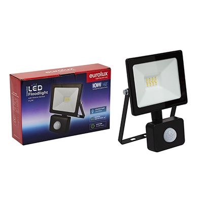 LED 10w Floodlight Black 4000K with Sensor