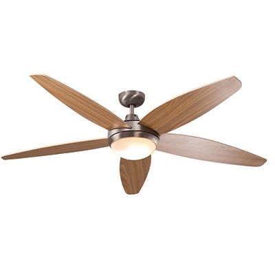 Lancer Ceiling Fan with Light Satin Chrome &amp; Wood