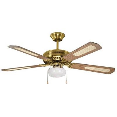 Rattan Ceiling Fan with Light Antique Brass E27 1x60w