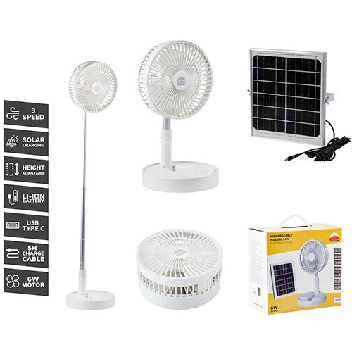 Rechargeable Portable Folding Fan with Solar Panel