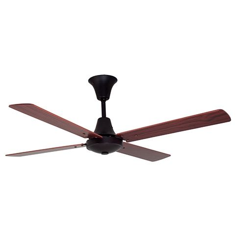 Colonial Ceiling Fan 4 Blades Matt Black &amp; Dark Wood Motor Power 60w