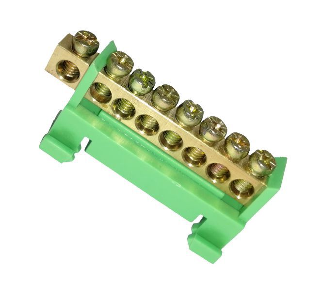 EARTH BAR GREEN 8WAY DIN-RAIL MOUNT