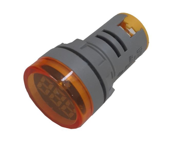 VOLTMETER PILOT LIGHT ROUND YELLOW 15-500VAC