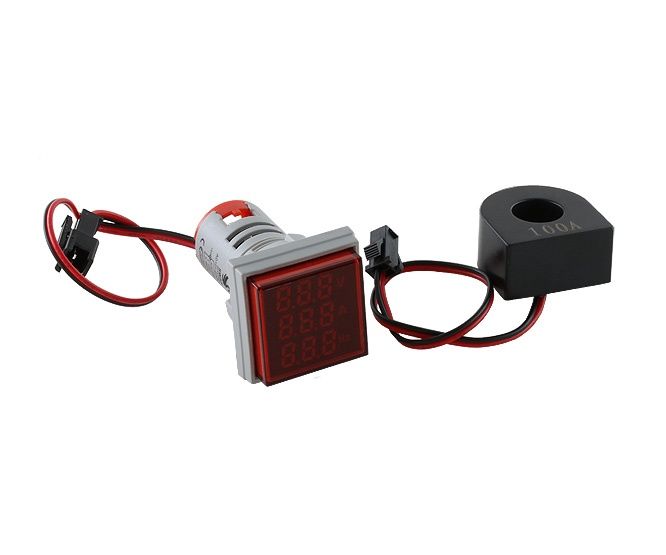 VOLTMETER+AMMTER+FREQUENCY METER SQUARE RED