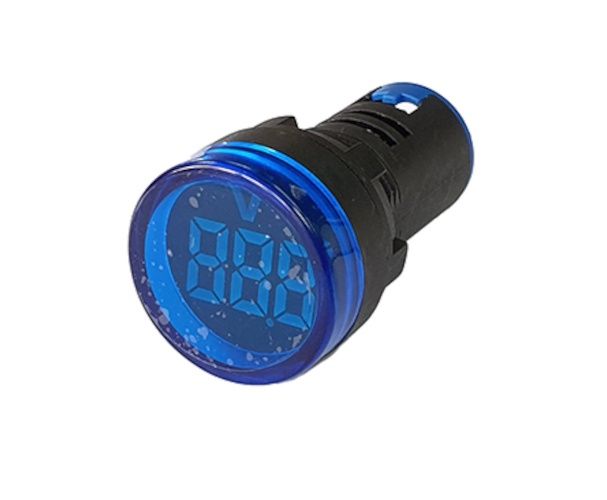 VOLTMETER PILOT LIGHT ROUND BLUE 15-500VAC