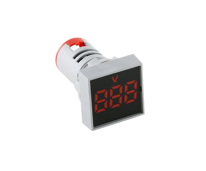 VOLTMETER PILOT LIGHT SQUARE RED 15-500VAC