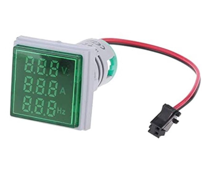 VOLTMETER+AMMTER+FREQUENCY METER SQUARE GREEN