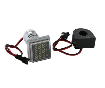 VOLTMETER+AMMTER+FREQUENCY METER SQUARE WHITE