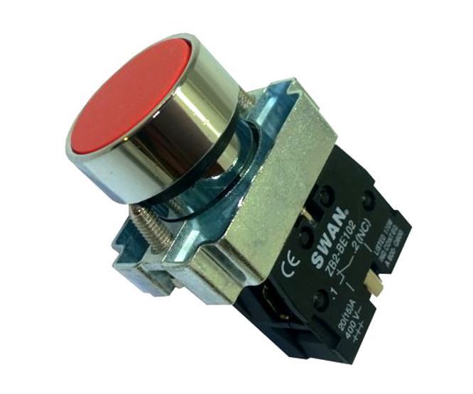 PUSH BUTTON FLUSH N/C RED