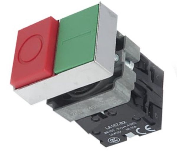 PUSH BUTTON SQUARE GREEN/RED N/O N/C