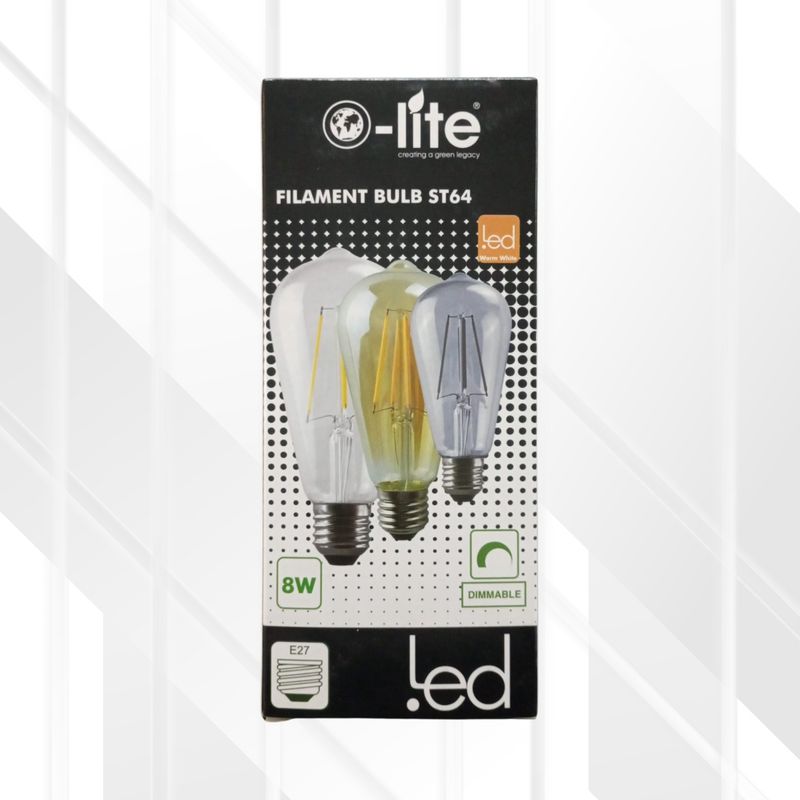 Straight Filament Bulb Grey 8W E27 LED ST64