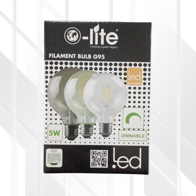 Straight Filament Bulb Grey 5W E27 LED G95