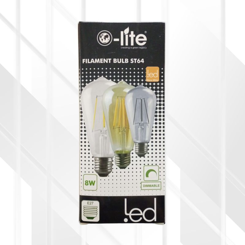 Straight Filament Bulb Transparant 8W E27 LED ST64