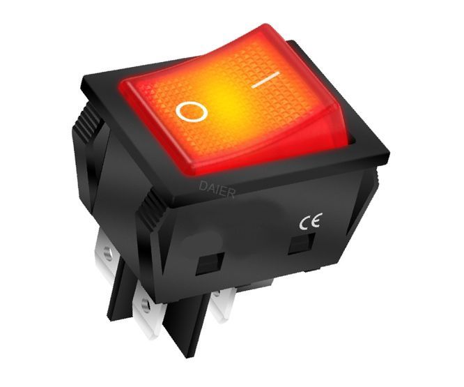 Large Rocker Switch DPST 29X22 RED