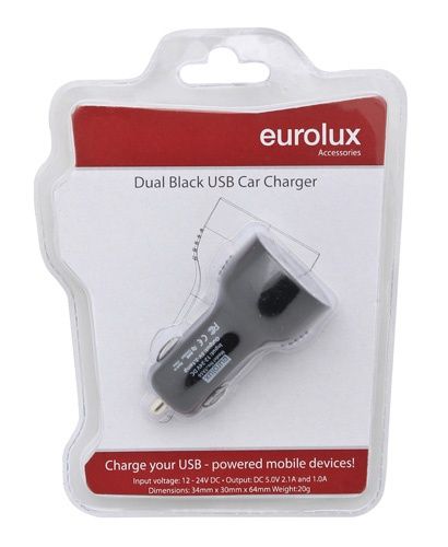 DUAL USB BLACK CAR CHARGER