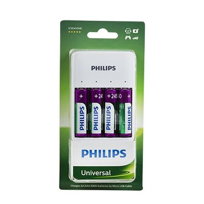 Philips Universal NiMh Charger &amp; 4 AA Batteries