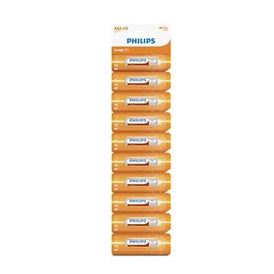 Philips Longlife Zinc AAA Batteries 1.5V 10 Blister - Tear off card